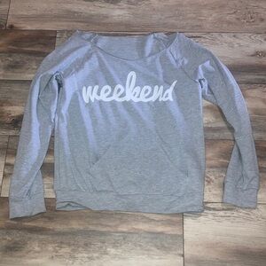 Weekend Gray Off the Shoulder Long Sleeve Shirt with Front Pocket Size S